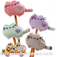 Gund Pusheen the Cat 4 Pencil Toppers 2H Plush Pastel Pink Purple Green and Grey Set with Back to School Bus Animal Sticker B0746T7QW9